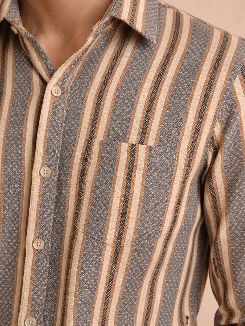 men striped long sleeve regular fit casual shirt - 22328567 -  Standard Image - 4