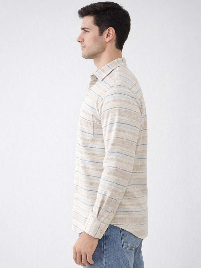 Men Striped Long Sleeve Regular Fit Casual Shirt - 22328568 -  Standard Image - 1