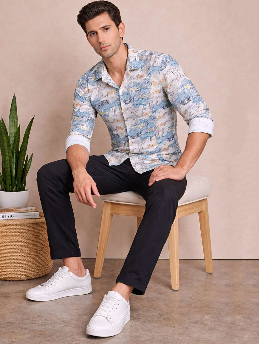 men printed long sleeve regular fit casual shirt - 22328570 -  Standard Image - 1