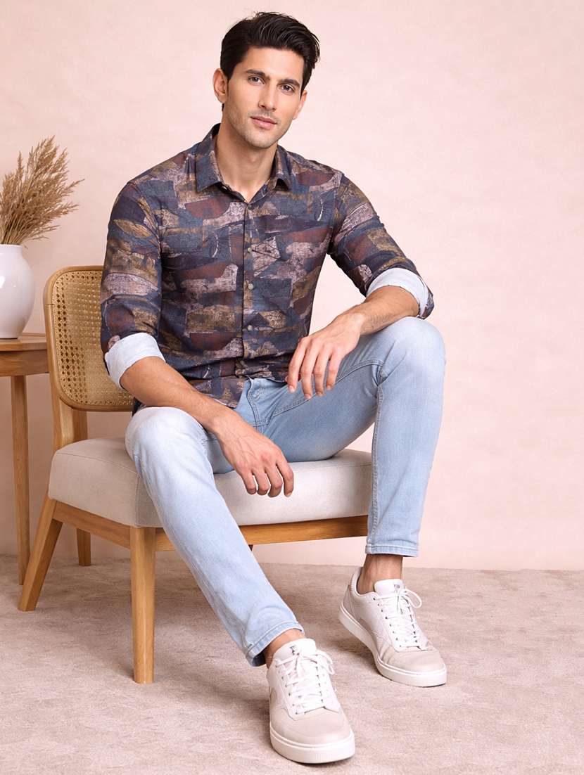 men printed long sleeve regular fit casual shirt - 22328571 -  Standard Image - 1
