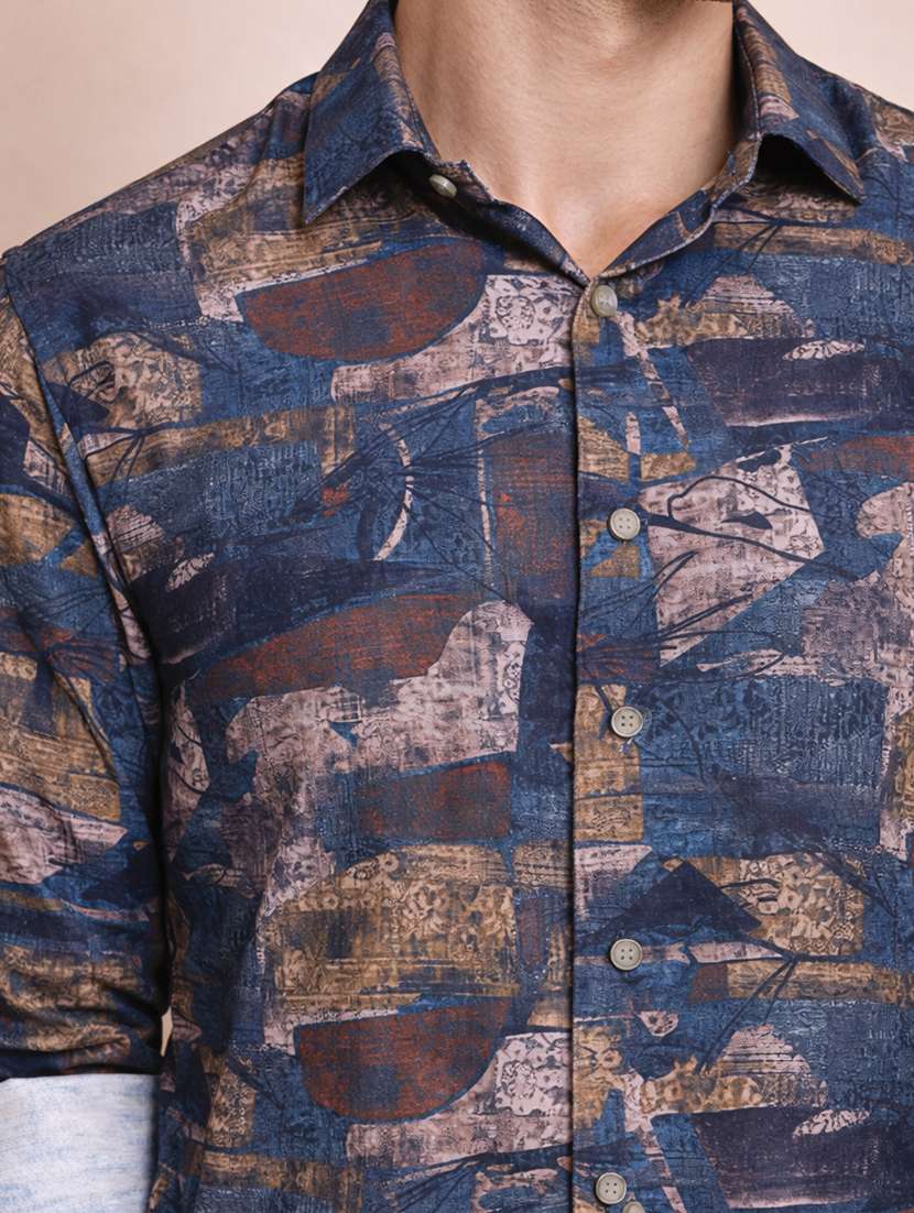 men printed long sleeve regular fit casual shirt - 22328571 -  Standard Image - 4