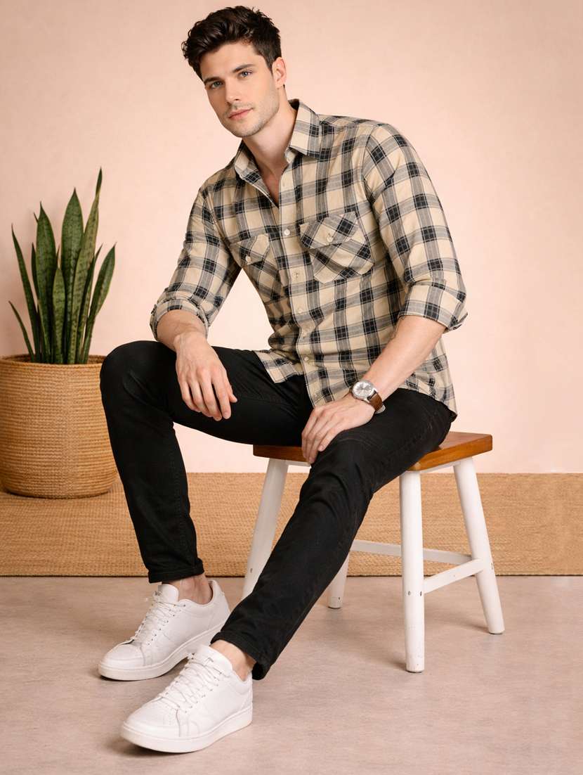 men checkered long sleeve regular fit casual shirt - 22328577 -  Standard Image - 4