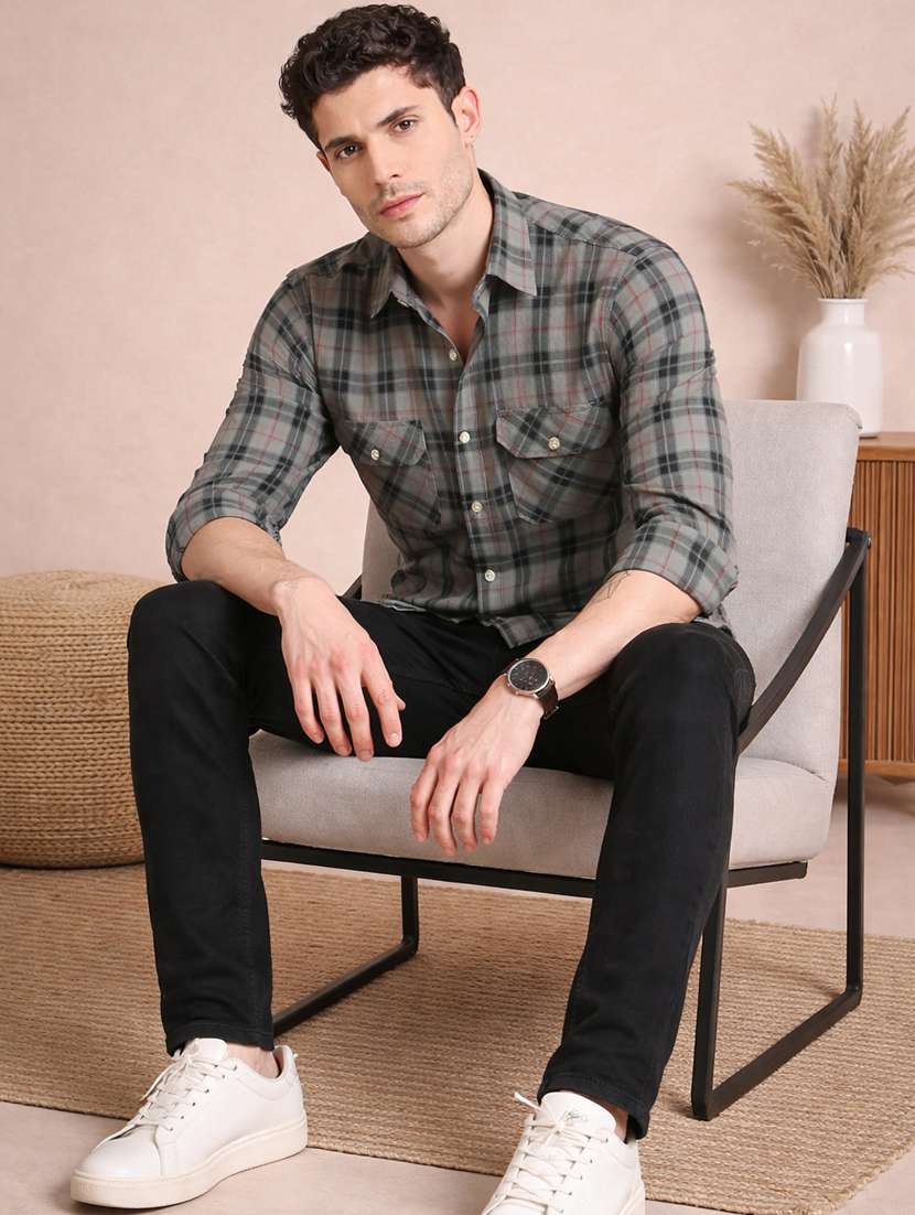 Men Checkered Long Sleeve Regular Fit Casual Shirt - 22328578 -  Standard Image - 4