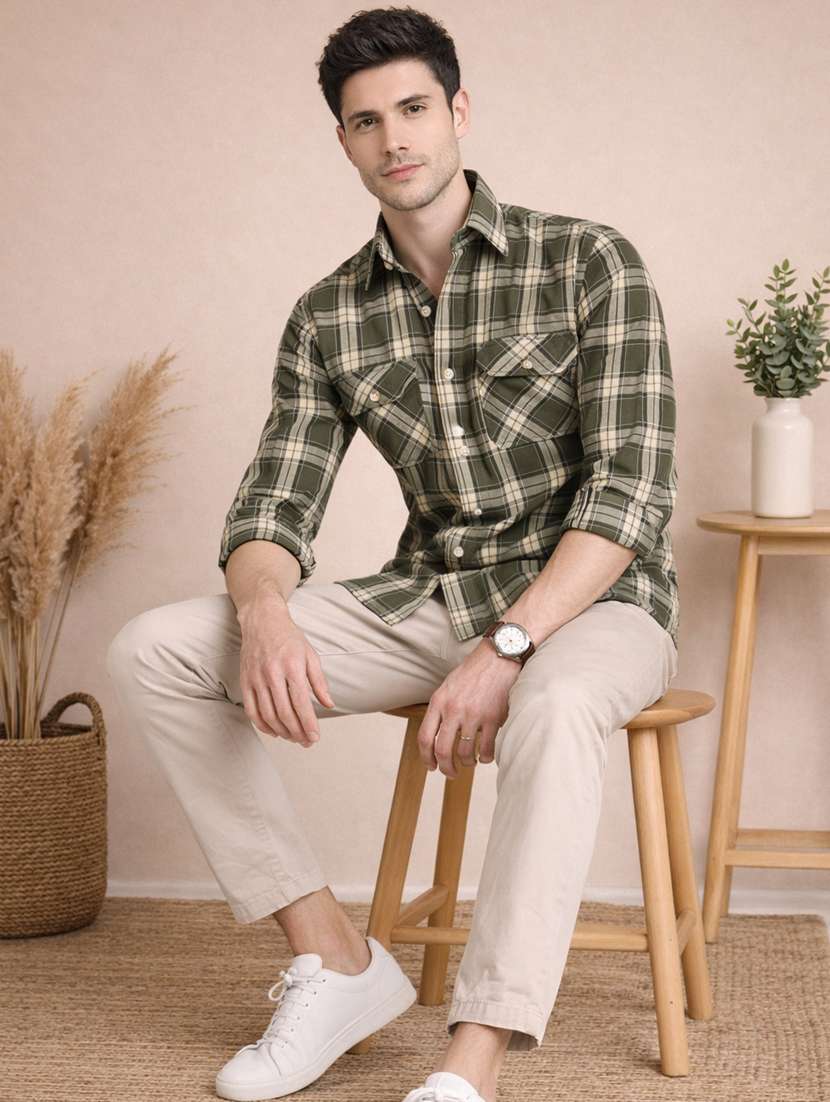 men checkered long sleeve regular fit casual shirt - 22328580 -  Standard Image - 1