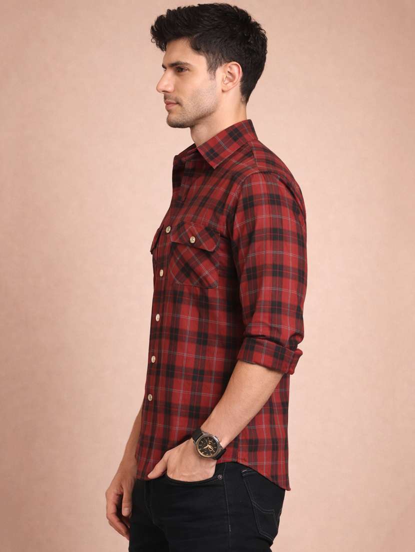men checkered long sleeve regular fit casual shirt - 22328581 -  Standard Image - 1
