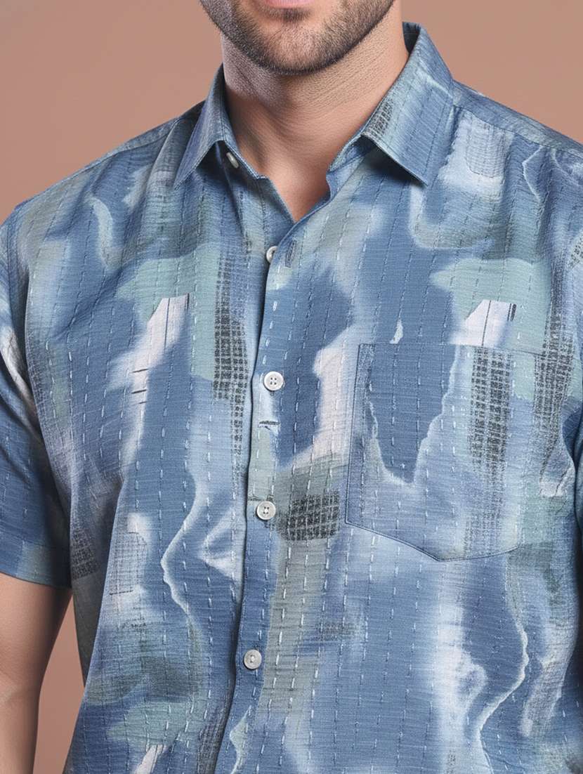 men abstract short sleeve regular fit casual shirt - 22328591 -  Standard Image - 4