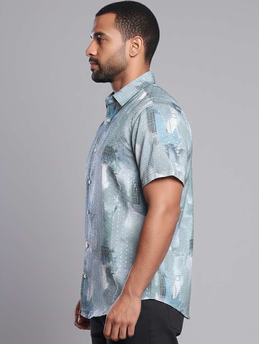 Men Abstract Short Sleeve Regular Fit Casual Shirt - 22328592 -  Standard Image - 1
