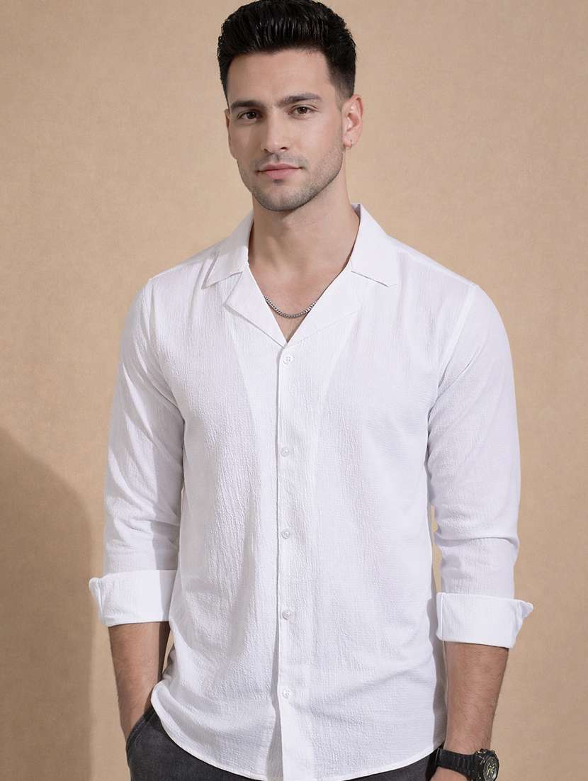 men solid long sleeve regular fit casual shirt