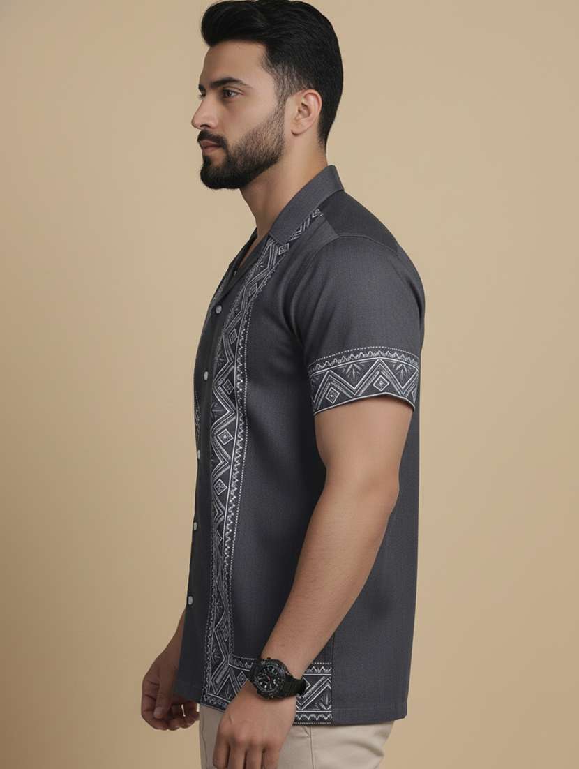 men printed short sleeve regular fit casual shirt - 22328600 -  Standard Image - 1
