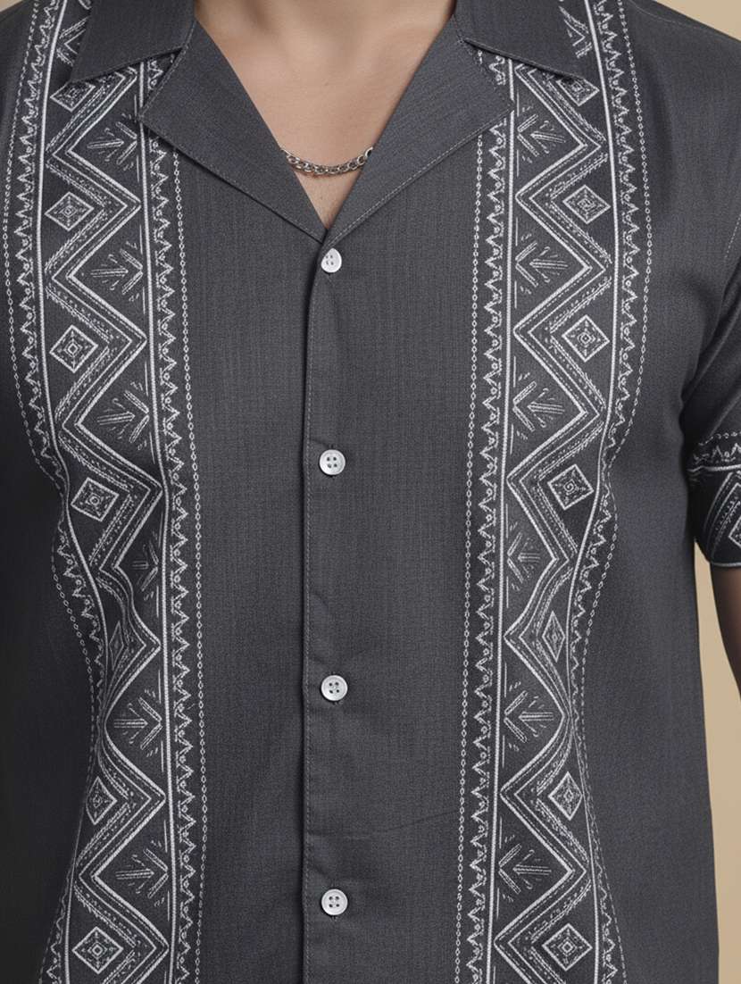 men printed short sleeve regular fit casual shirt - 22328600 -  Standard Image - 4