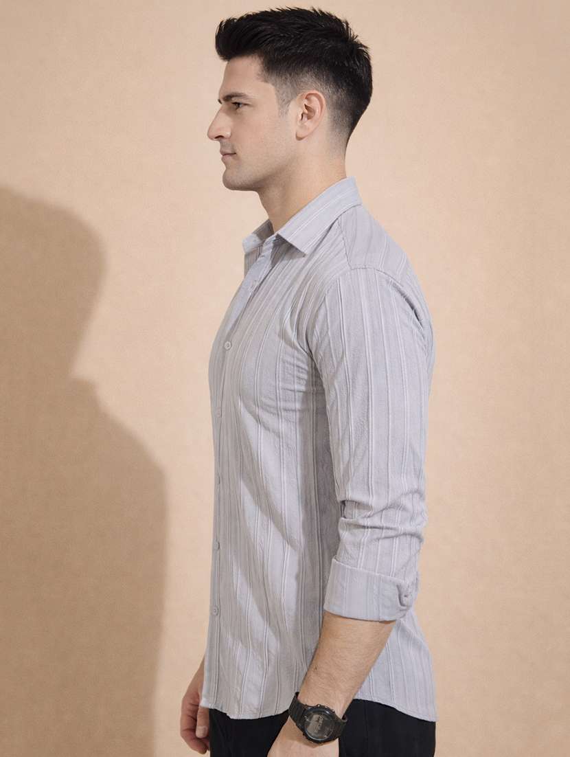 men striped long sleeve regular fit casual shirt - 22328620 -  Standard Image - 1