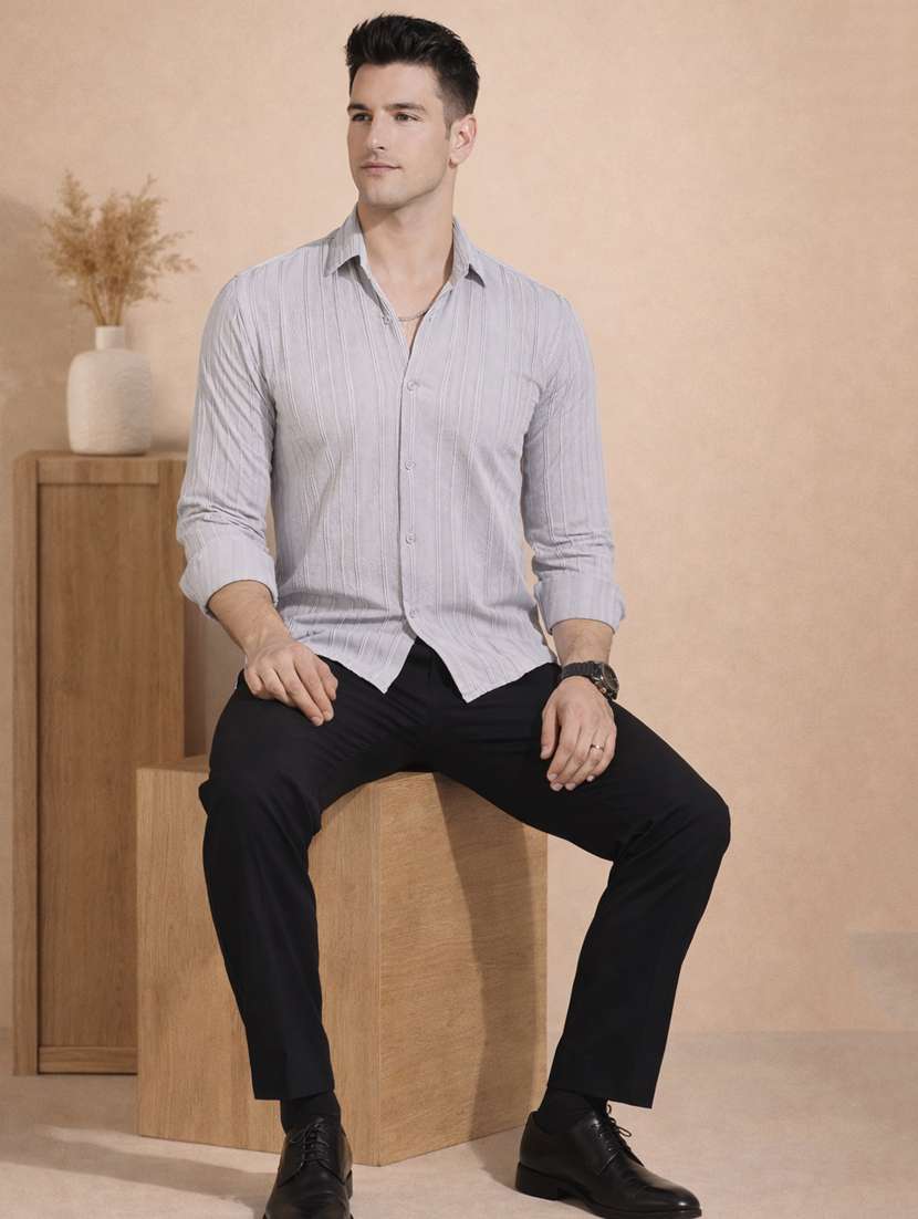 men striped long sleeve regular fit casual shirt - 22328620 -  Standard Image - 4