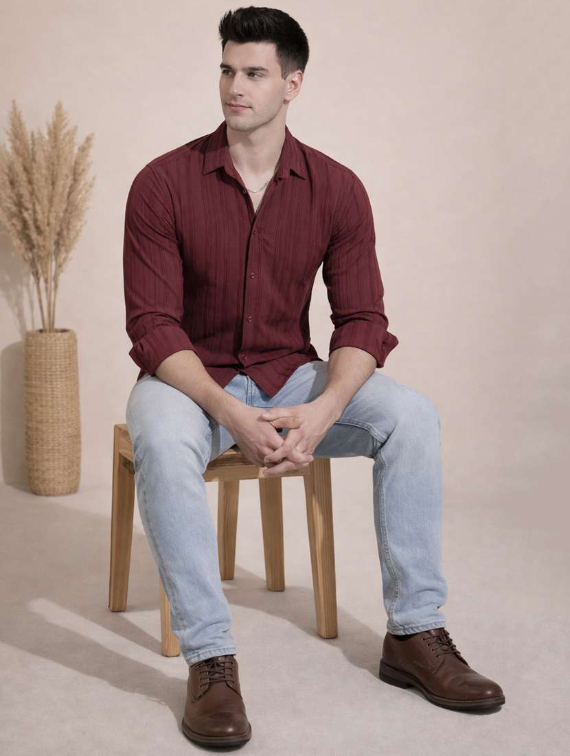 men striped long sleeve regular fit casual shirt - 22328621 -  Standard Image - 1