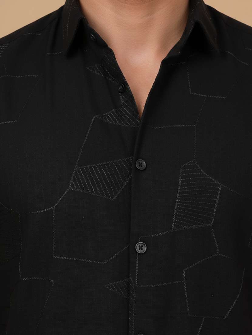 men geometric short sleeve regular fit casual shirt - 22328622 -  Standard Image - 4