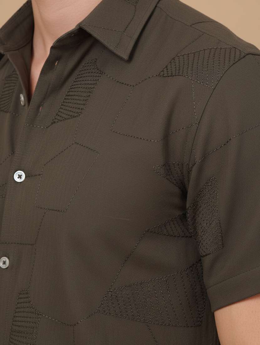 men geometric short sleeve regular fit casual shirt - 22328625 -  Standard Image - 1