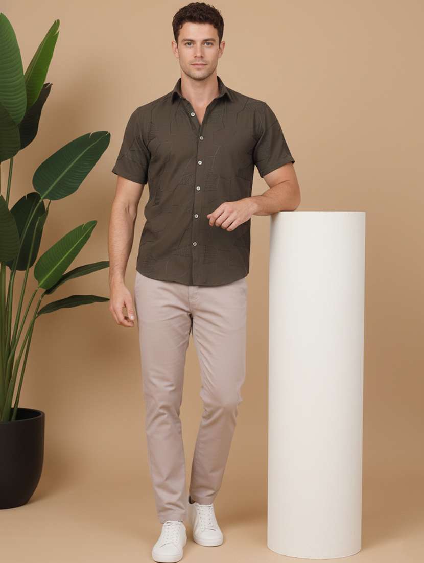 men geometric short sleeve regular fit casual shirt - 22328625 -  Standard Image - 4