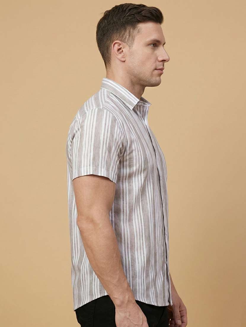 men striped short sleeve regular fit casual shirt - 22328627 -  Standard Image - 1