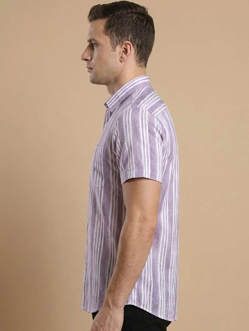 men striped short sleeve regular fit casual shirt - 22328629 -  Standard Image - 1