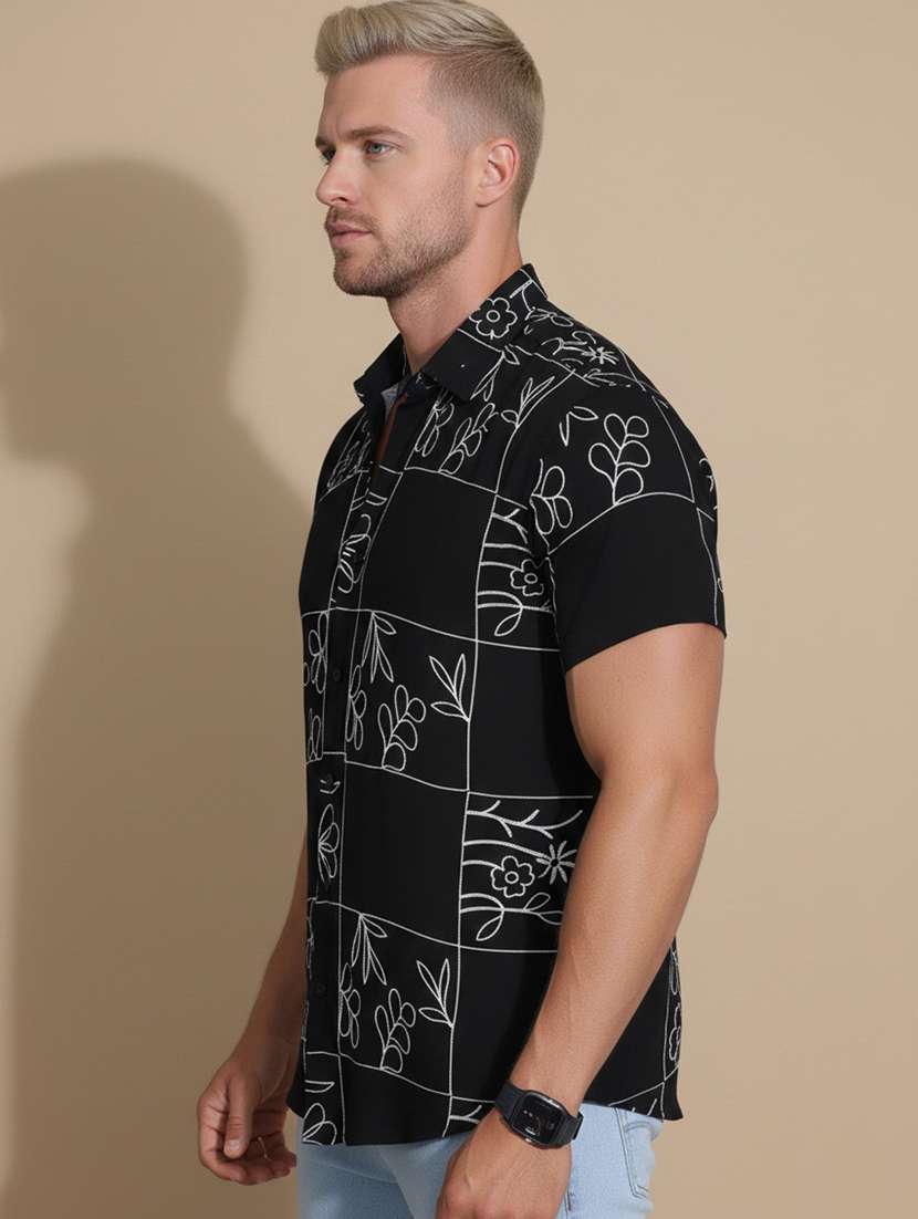 men printed short sleeve regular fit casual shirt - 22328630 -  Standard Image - 1