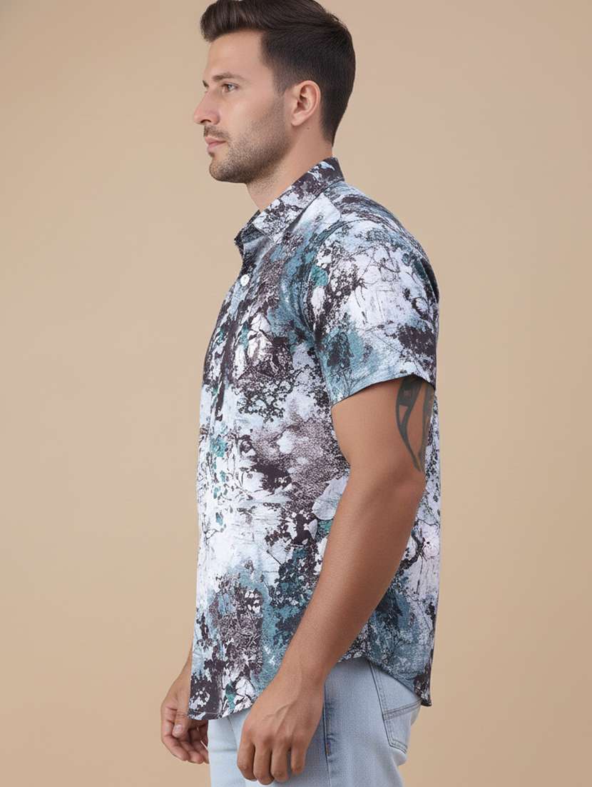 Men Abstract Short Sleeve Regular Fit Casual Shirt - 22328641 -  Standard Image - 1