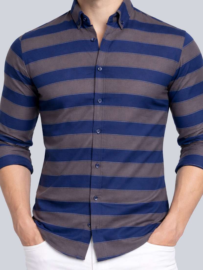 men striped long sleeve regular fit casual shirt - 22328642 -  Standard Image - 1