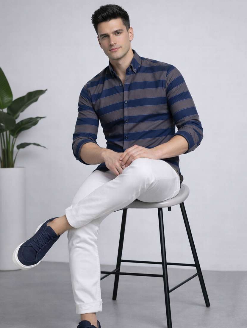 men striped long sleeve regular fit casual shirt - 22328642 -  Standard Image - 4