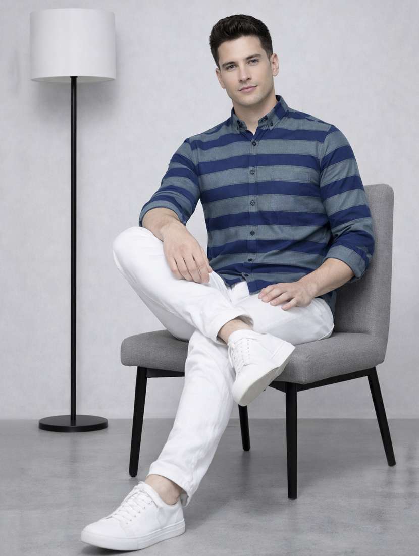 men striped long sleeve regular fit casual shirt - 22328643 -  Standard Image - 4