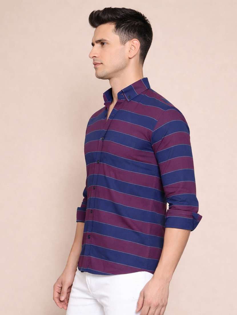 men striped long sleeve regular fit casual shirt - 22328644 -  Standard Image - 1