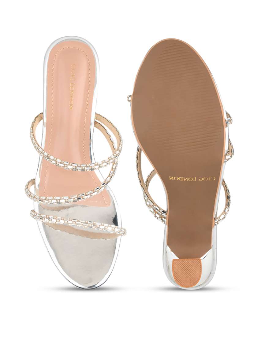 women silver slip on sandal - 22328787 -  Standard Image - 4