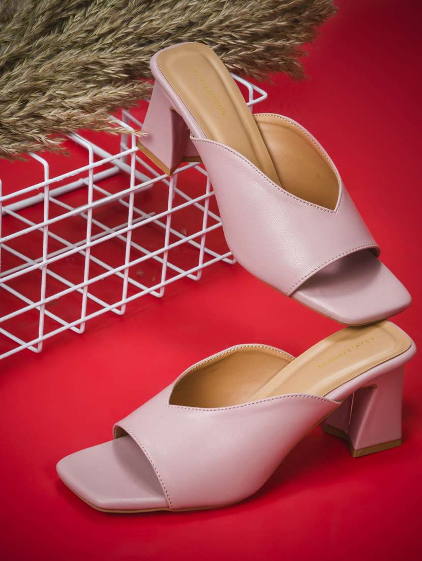 women pink slip on sandal