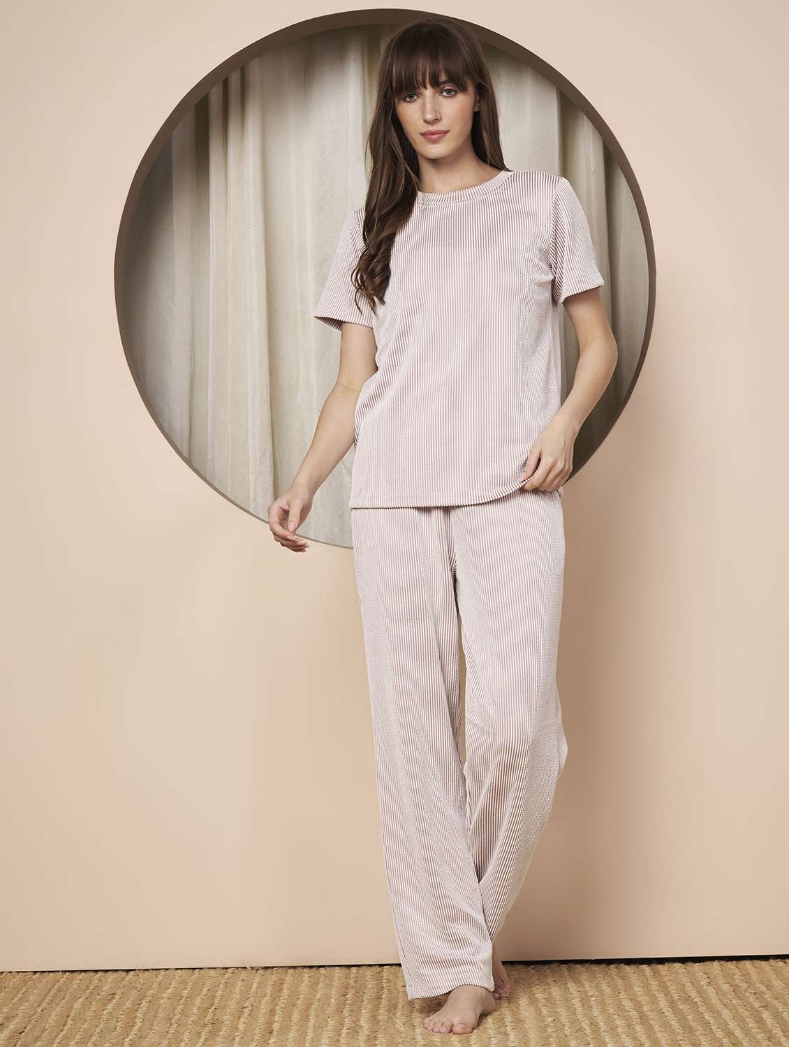 women solid nightwear pyjama set - 22328817 -  Standard Image - 1
