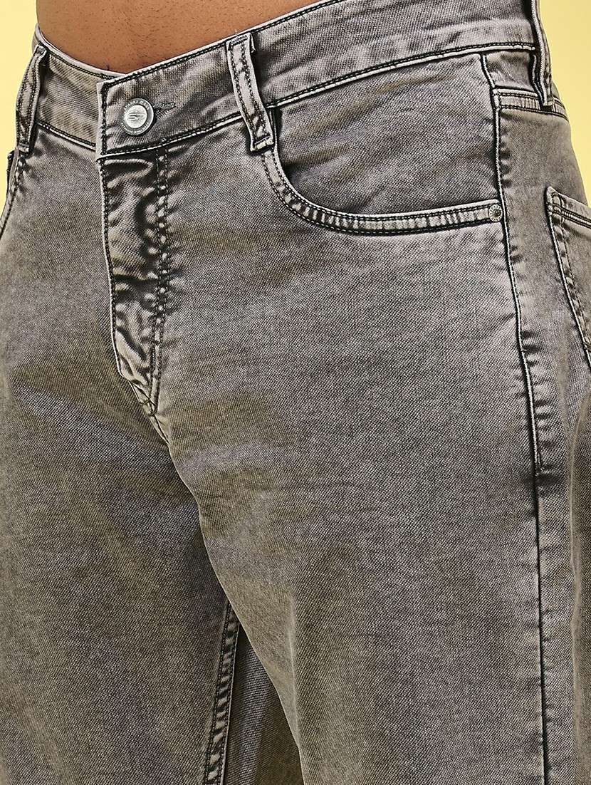 men plain mid rise full length tapered jeans - 22328909 -  Standard Image - 1