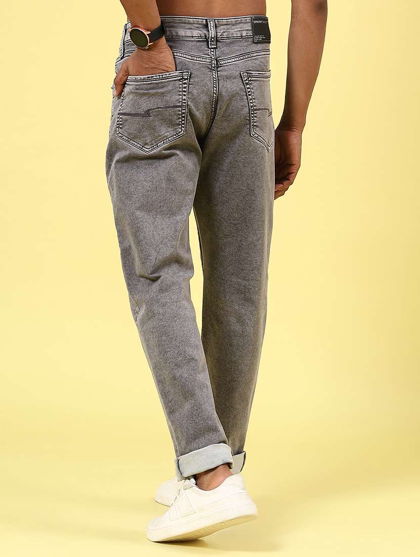 men plain mid rise full length tapered jeans - 22328909 -  Standard Image - 4