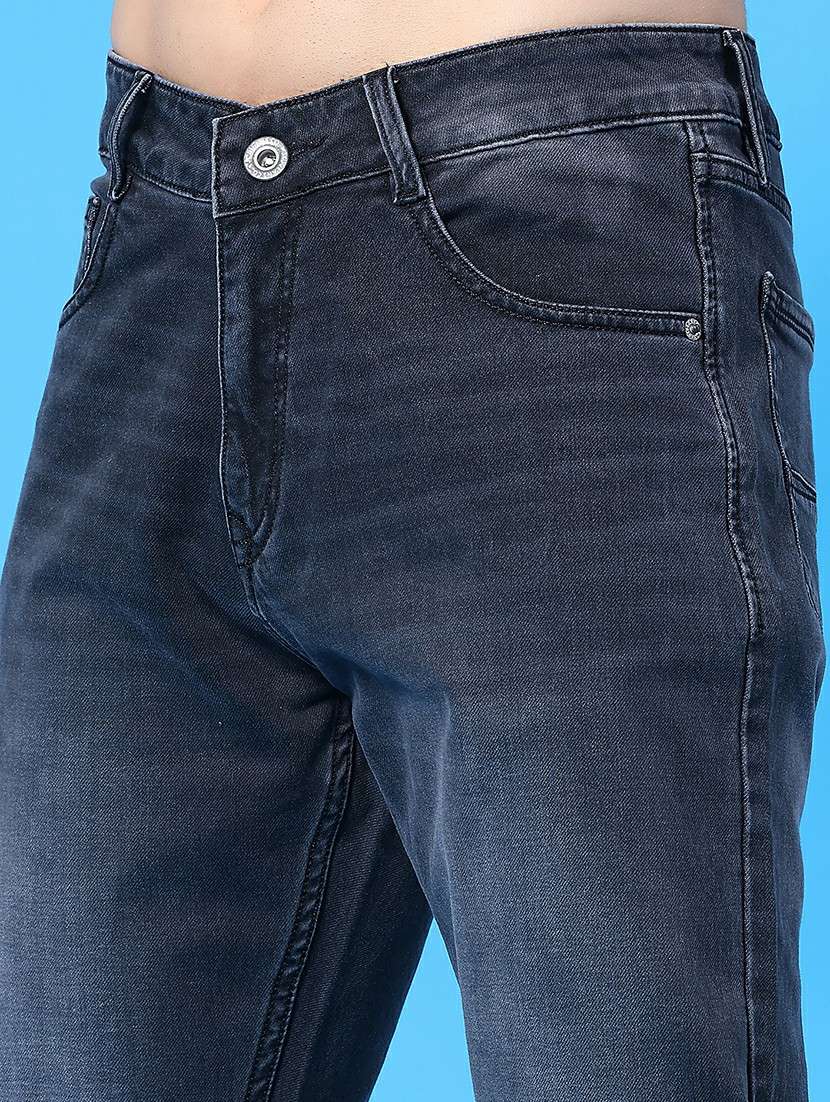 men washed mid rise full length tapered jeans - 22328915 -  Standard Image - 1