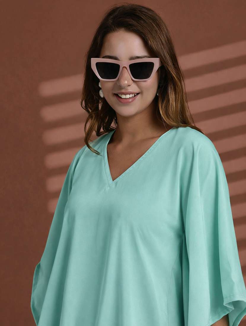 women solid kimono sleeve kaftan tunic - 22328941 -  Standard Image - 1