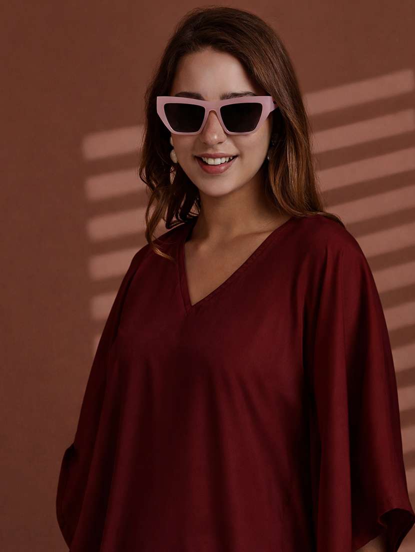 women solid kimono sleeve kaftan tunic - 22328942 -  Standard Image - 1