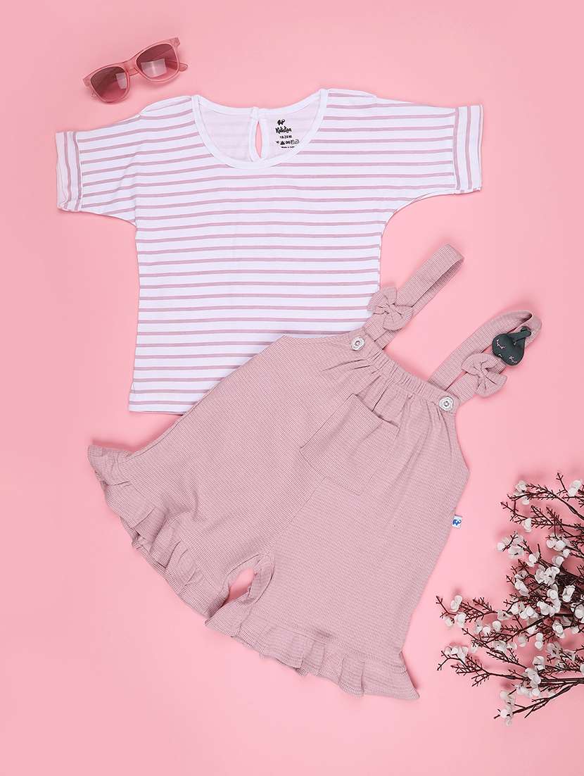 girls printed round neck top and dungaree set - 22329168 -  Standard Image - 1