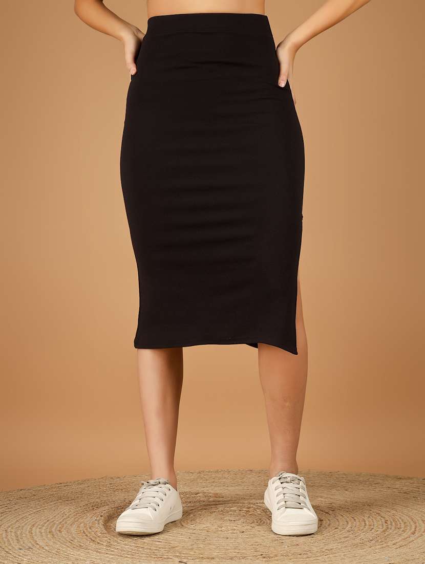 women solid high rise bodycon skirt - 22329196 -  Standard Image - 1