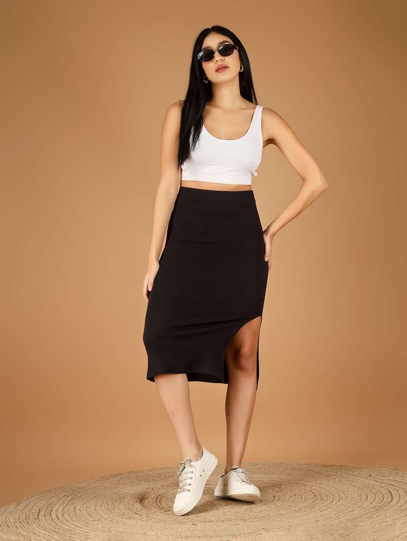 women solid high rise bodycon skirt - 22329196 -  Standard Image - 4