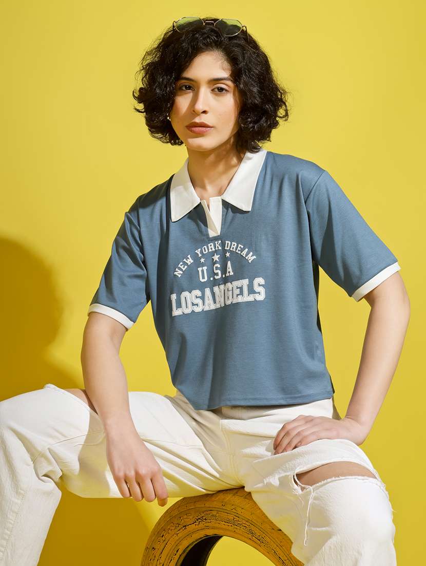 women printed short sleeve polo t-shirt - 22329200 -  Standard Image - 4