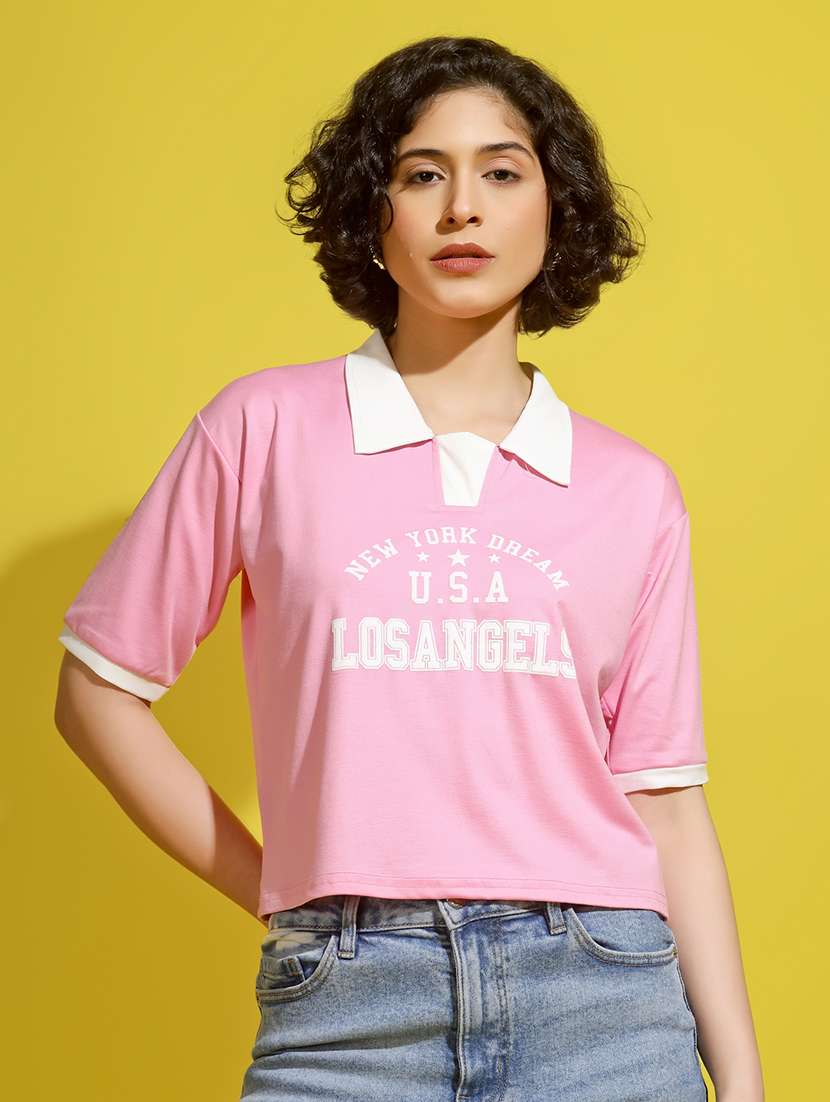 women printed short sleeve polo t-shirt - 22329202 -  Standard Image - 4