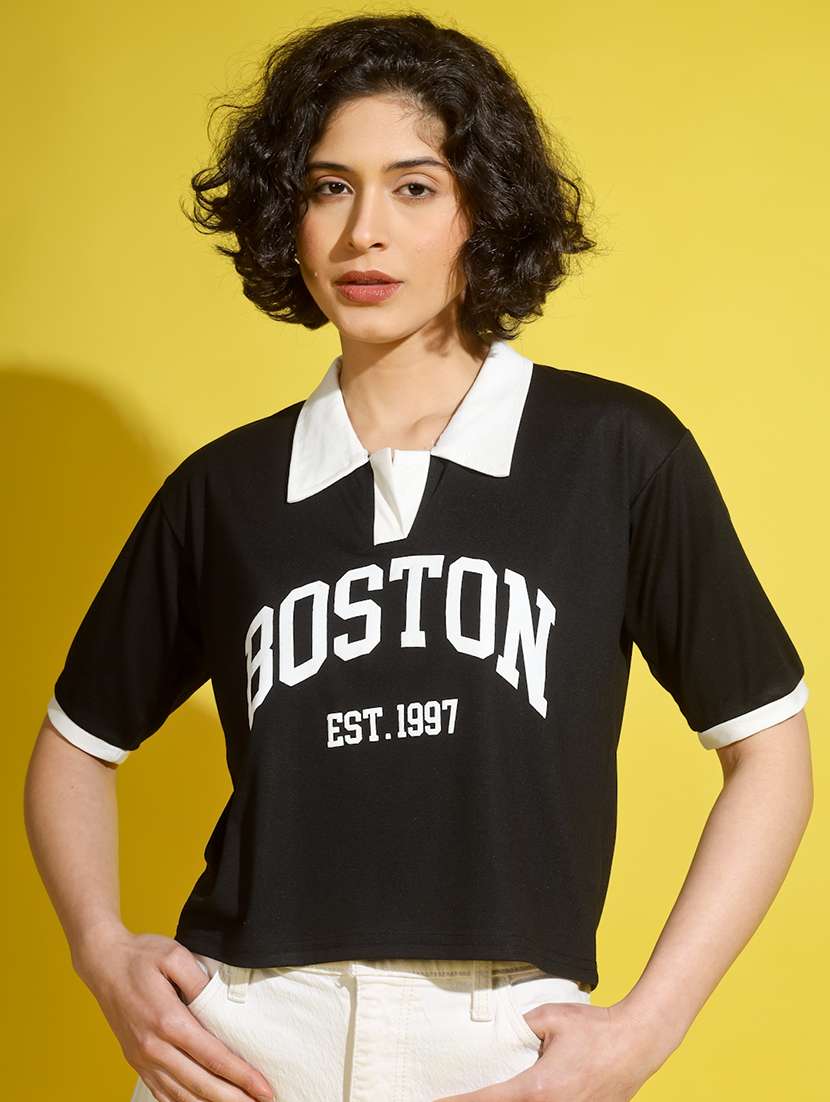 women printed short sleeve polo t-shirt - 22329203 -  Standard Image - 4