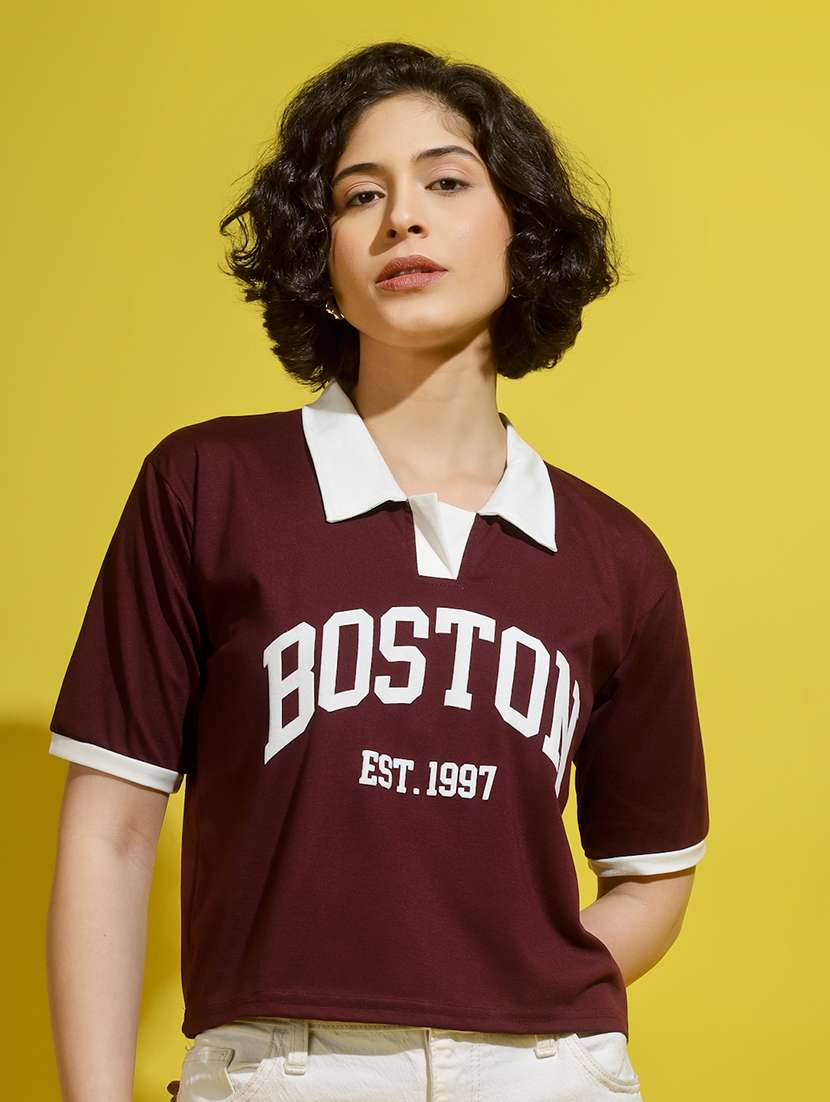 women printed short sleeve polo t-shirt - 22329205 -  Standard Image - 1