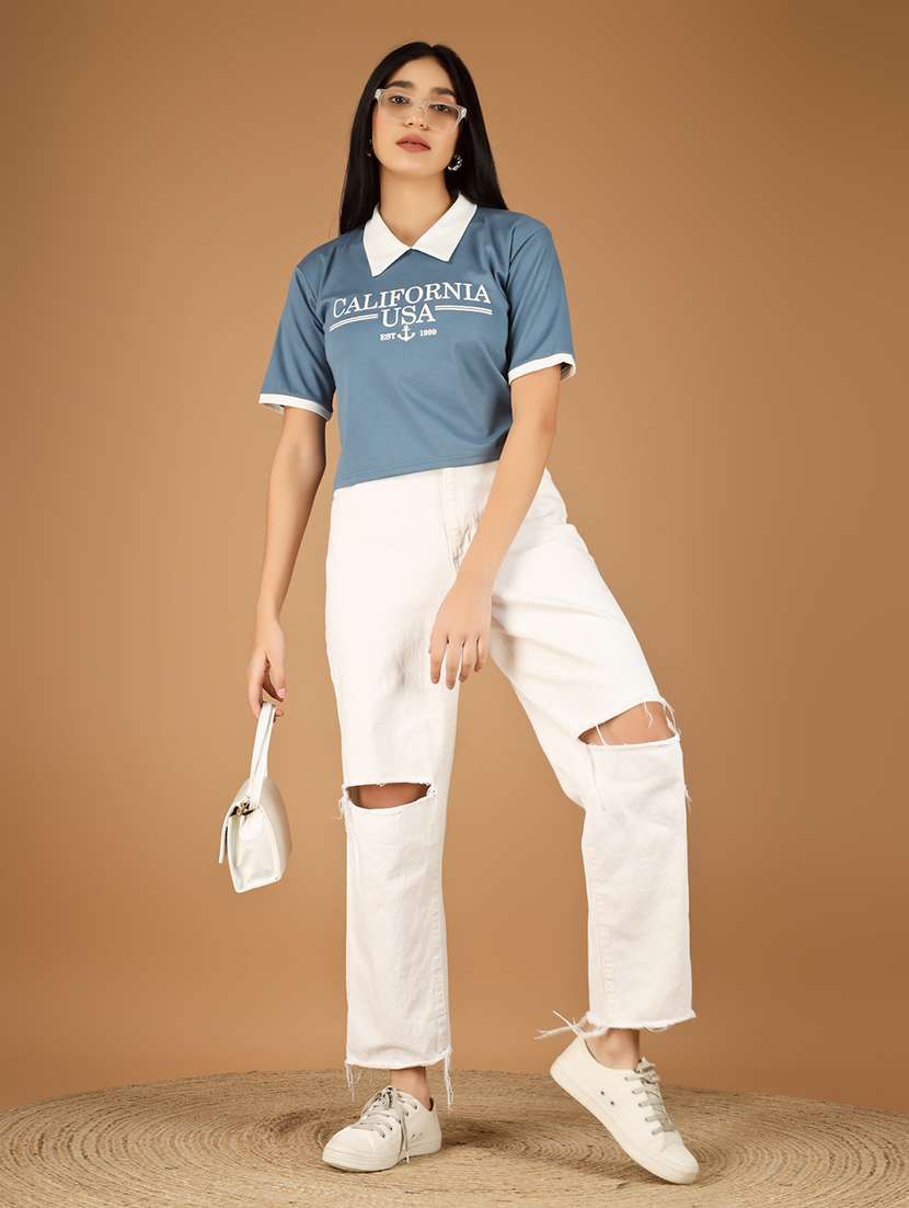 women printed short sleeve polo t-shirt - 22329207 -  Standard Image - 4