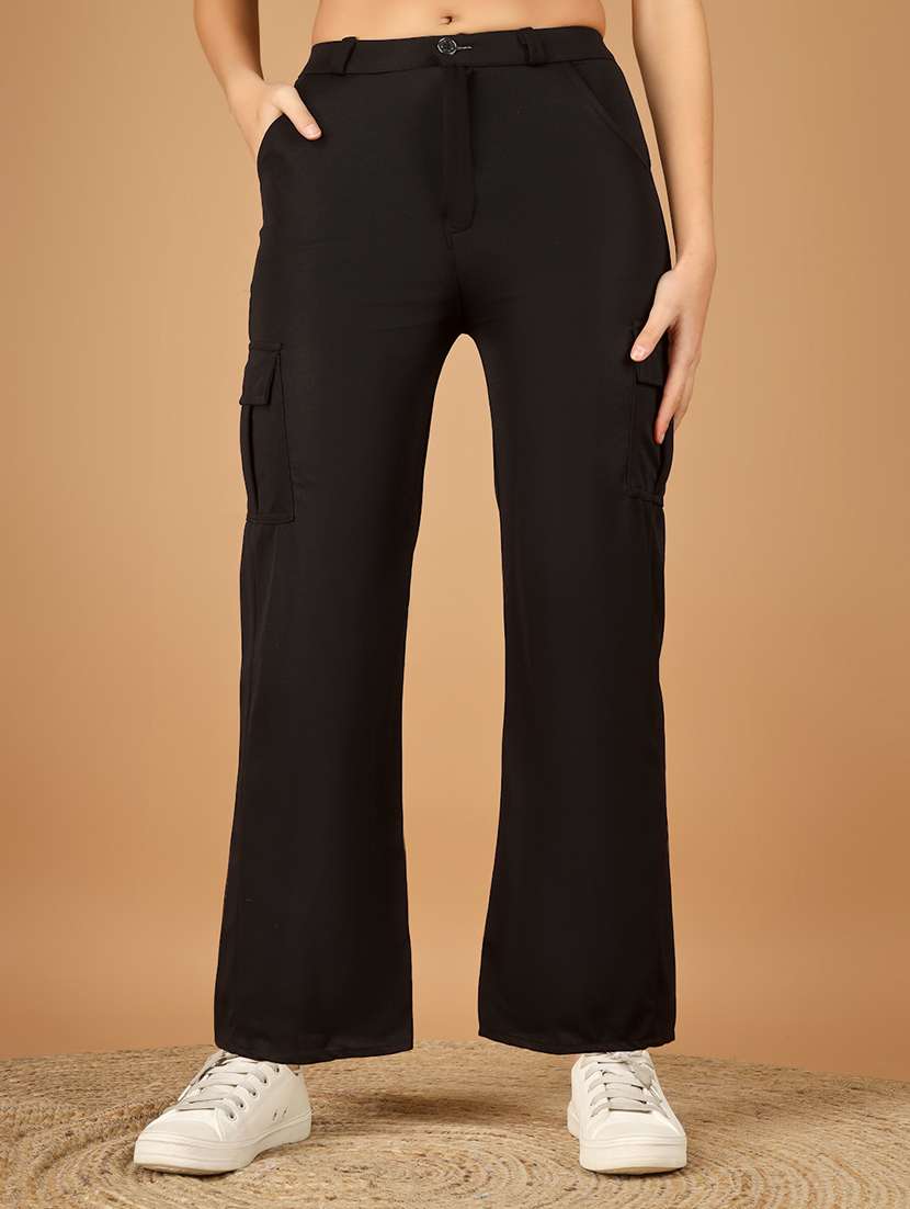 women solid mid rise cargo - 22329208 -  Standard Image - 1