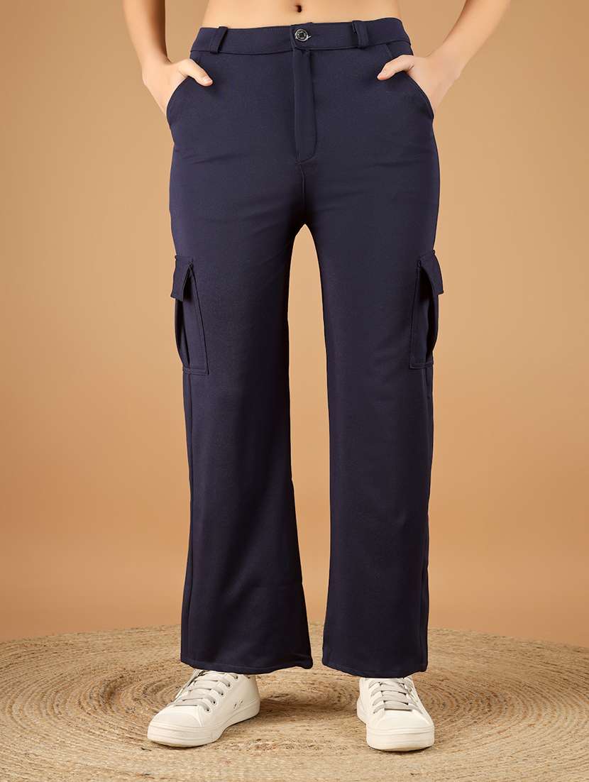 women solid mid rise cargo - 22329210 -  Standard Image - 1