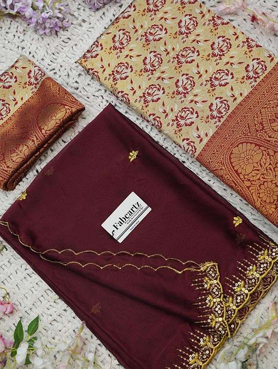 women self design south indian style unstitched lehenga choli set - 22329220 -  Standard Image - 1