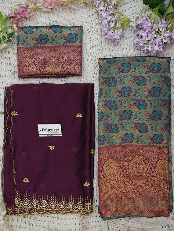 Women Self Design South Indian Style Unstitched Lehenga Choli Set - 22329222 -  Standard Image - 1