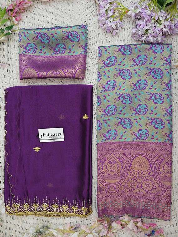 women self design south indian style unstitched lehenga choli set - 22329223 -  Standard Image - 1