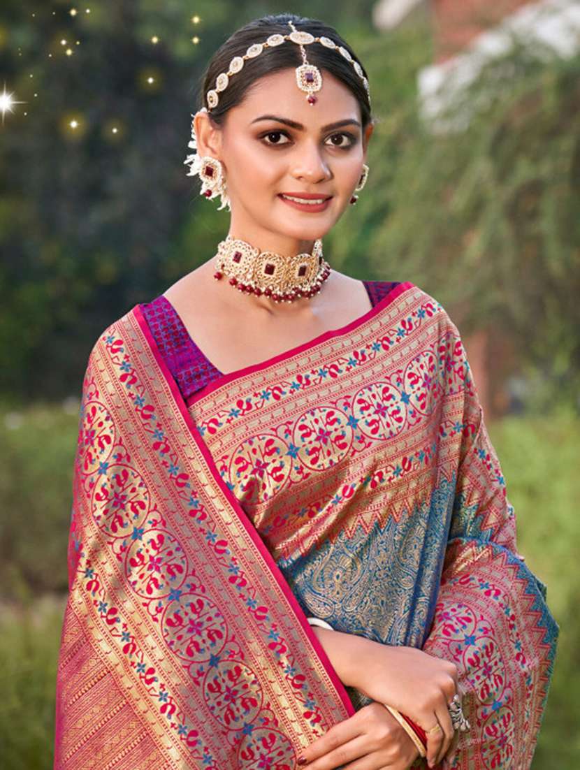 women self design kanjivaram saree with blouse - 22329289 -  Standard Image - 1